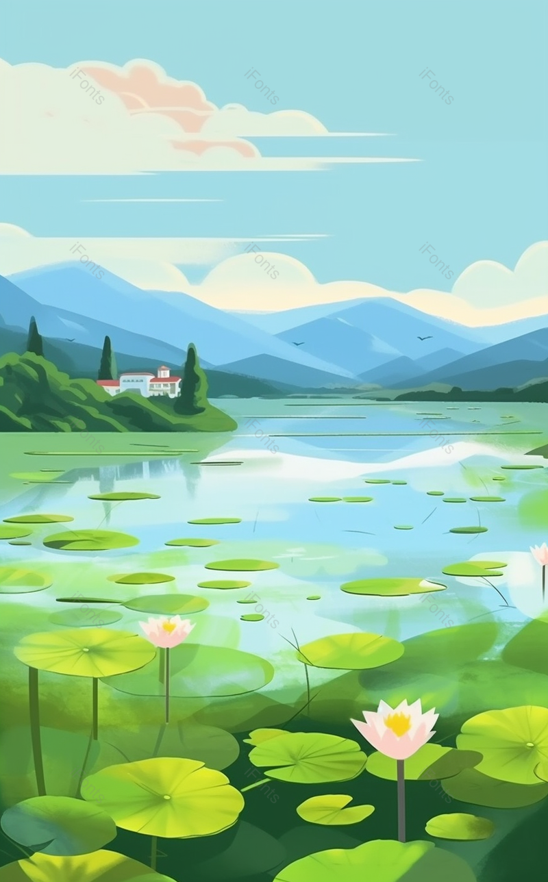 夏天乡下的自然风景插画手绘高清图,插画/手绘图,插画/手绘图库,插画/手绘图下载,插画/手绘